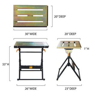 HIT Welding 30 in. x 22 in. Foldable Flameproof Steel Welding Table with Adjustable Tilt Top 809718