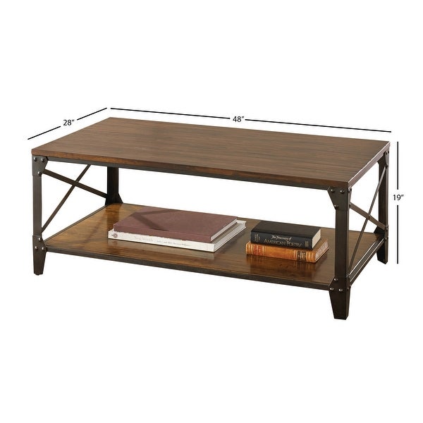 Carbon Loft Fischer Brown Solid Birch and Iron Rustic Coffee Table