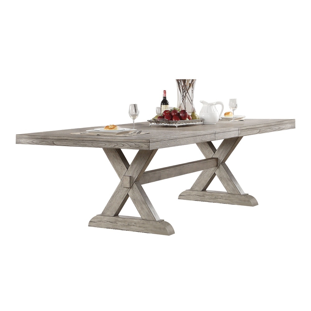 Banyon Grey Oak Dining Table with Trestle Base