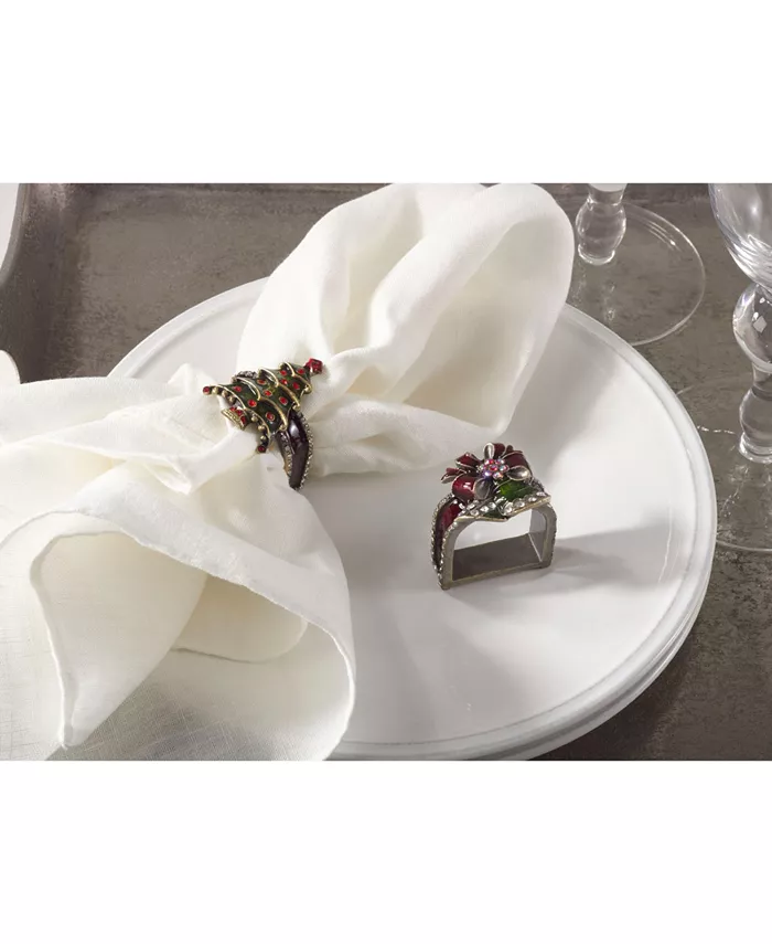 Saro Lifestyle Christmas Design Napkin Ring Set of 4