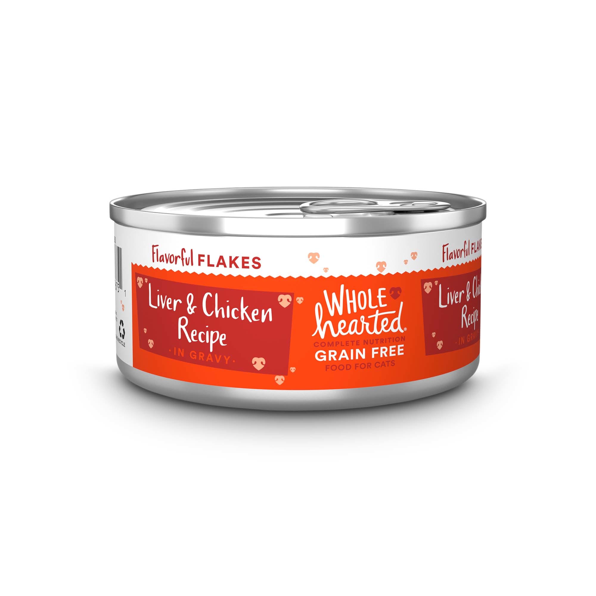 WholeHearted Grain-Free Chicken  Liver Recipe Flakes in Gravy Wet Cat Food， 5.5 oz.， Case of 12