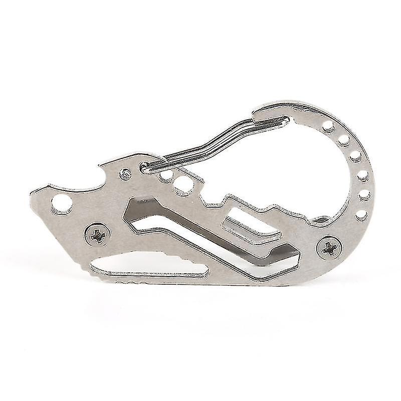 Carabiner Stainless Steel Outdoor Camping Mountaineering Multifunction Tool Key Clip Keychain Lock Screwdriver Wrench France Silver