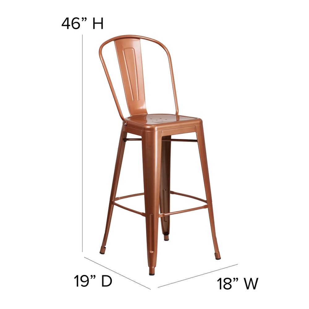 30'' High Metal Indoor Outdoor Barstool with Back   18\