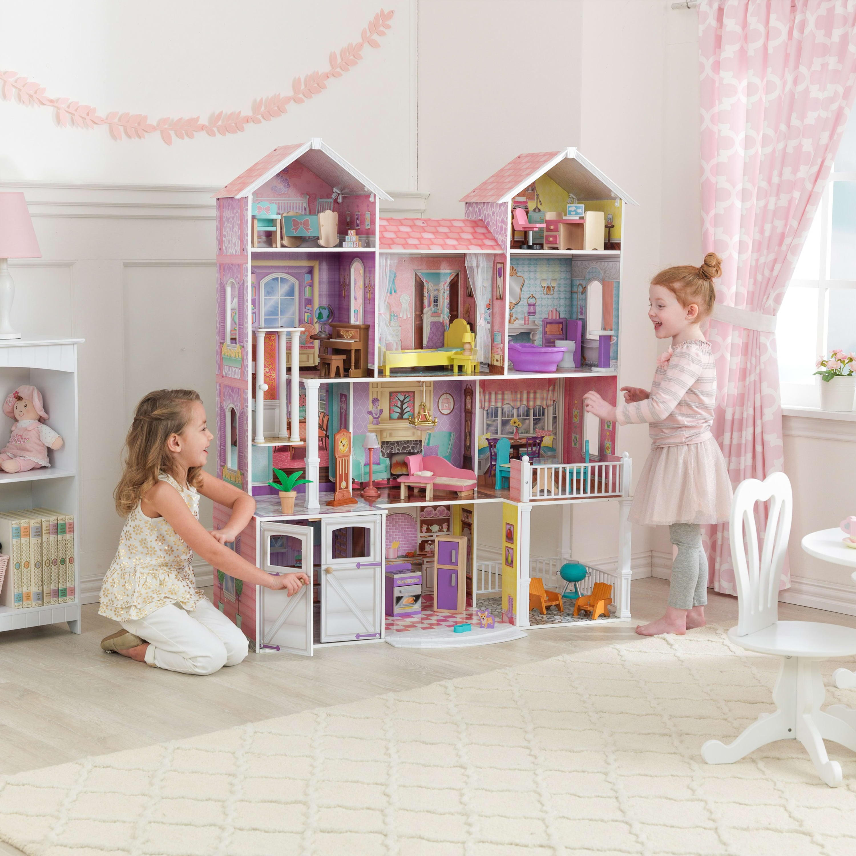 KidKraft Country Estate Wooden Dollhouse for 12-inch Dolls with 31-Piece Accessories