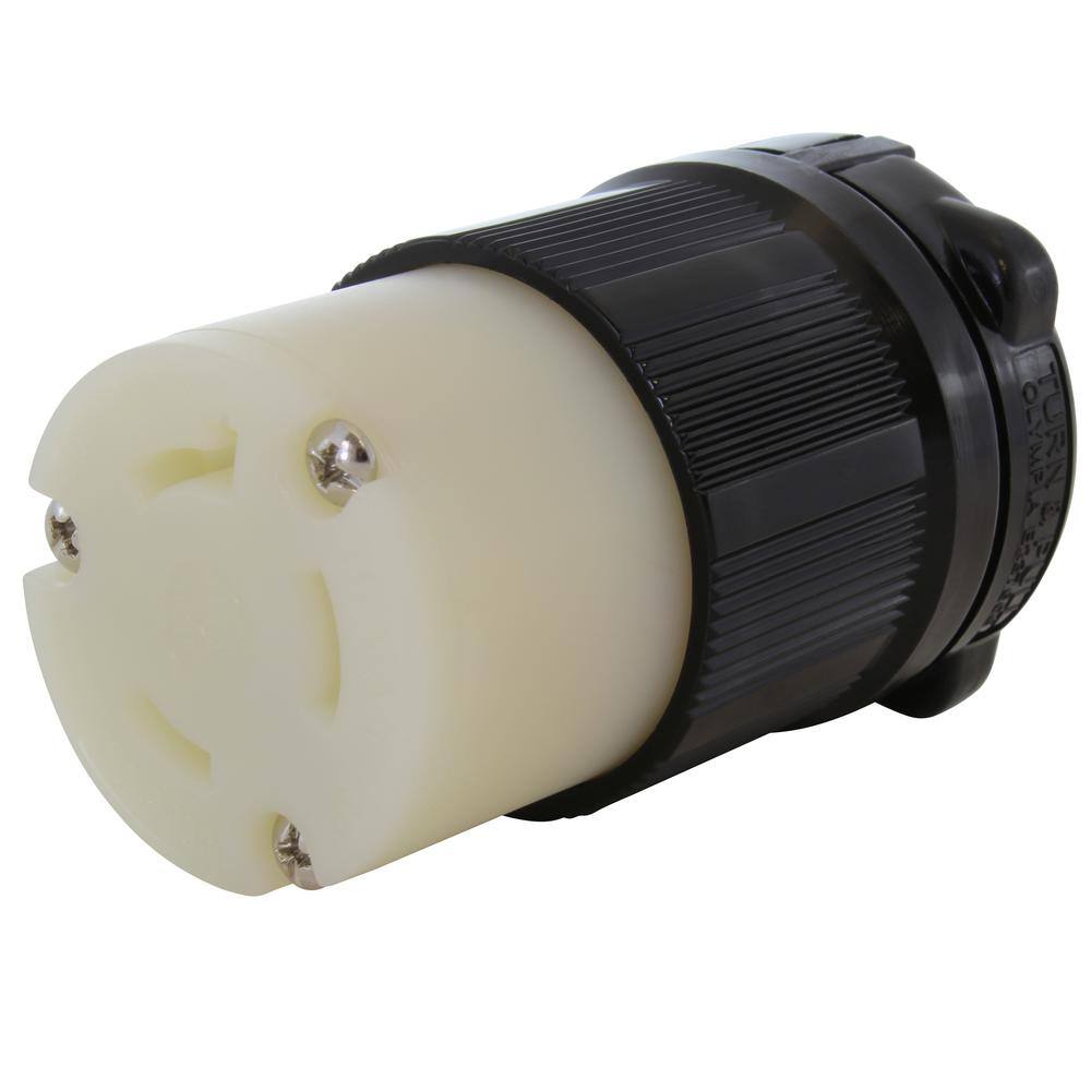 AC WORKS Nema L7-30R 30 Amp 277-Volt 3-Prong Locking Female Connector in Black with UL C-UL Approval ASL730R-BK