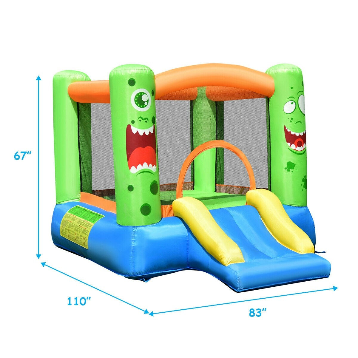 Inflatable Bounce House, Castle Jump and Slide Bouncer with Oxford Mesh Wall