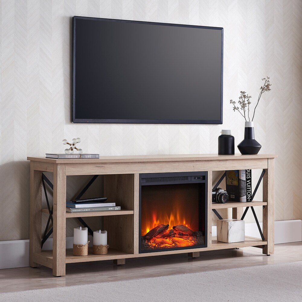 Sawyer TV Stand with Log Fireplace Insert