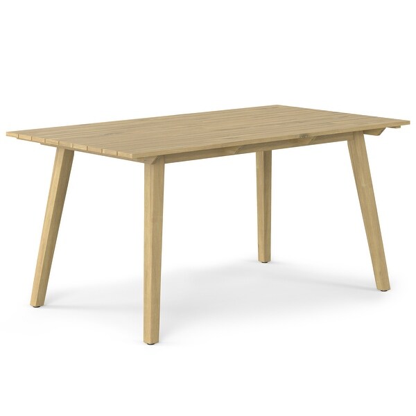 WyndenHall Nina 65 inch Wide Contemporary Outdoor Dining Table in Light Teak