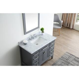 Ari Kitchen and Bath Danny 42 in. Single Vanity in Maple Gray with Marble Vanity Top in Carrara White AKB-DANNY-42-MG