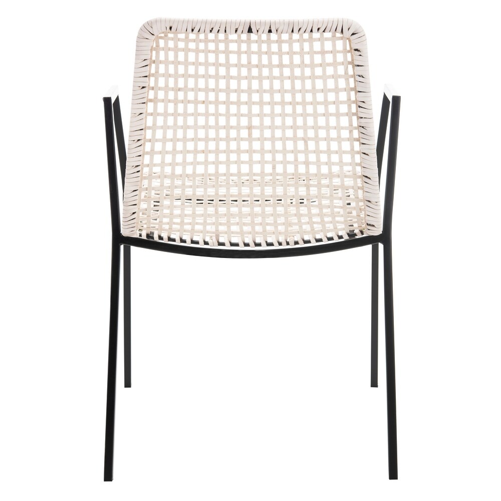 SAFAVIEH Wynona Woven White Leather Dining Chairs (Set of 2)   20\