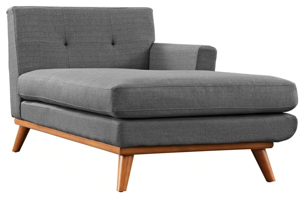 Gianni Gray Right  Facing Upholstered Fabric Chaise   Midcentury   Indoor Chaise Lounge Chairs   by V.S.D Furniture  Houzz