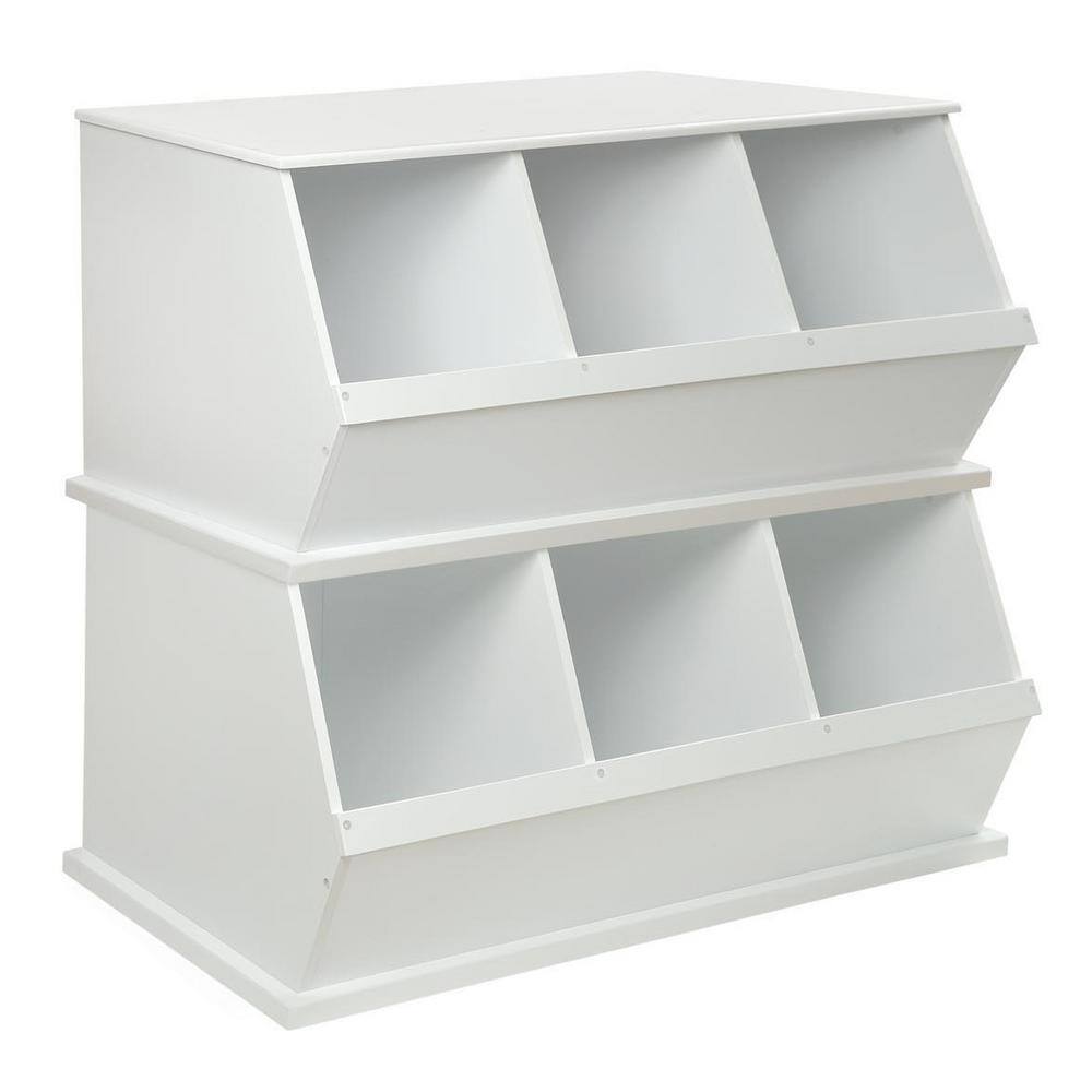 Badger Basket 37 in. W x 17 in. H x 19 in. D White Stackable 3-Storage Cubbies 09778