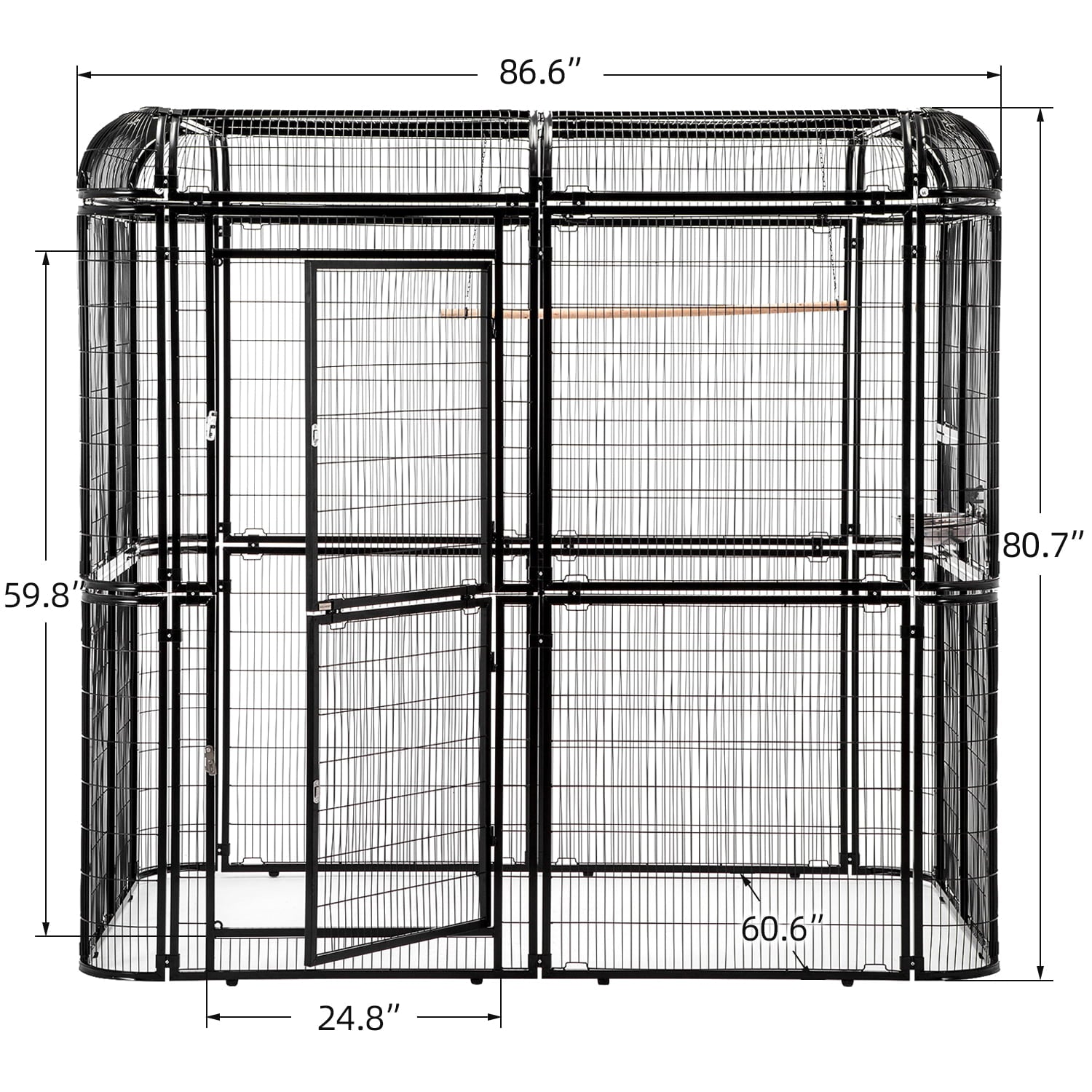 Walnest Outdoor Extra Large Bird Aviary Silver Black Large Parrots Cages Featuring Play Stand Perches Nest Habitat Garden