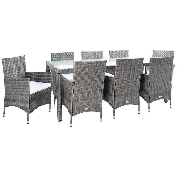 SAFAVIEH Outdoor Hailee 9Piece Wicker Dining Set