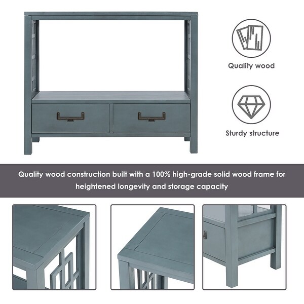 Wood Console Table With 2 Bottom Drawers，Narrow Entrance Table