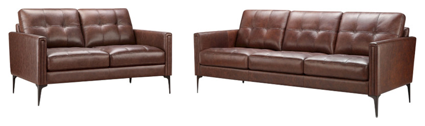 Arlen 2 Piece Leather Sofa and Loveseat Set   Midcentury   Living Room Furniture Sets   by Abbyson Living  Houzz