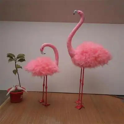 Pink Looking up Style Feathered Flamingo Yard Garden Lawn  Ornaments  Party Supplies