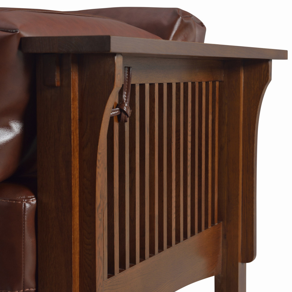 Crofter Style Love Seat Chestnut Brown Leather   Craftsman   Loveseats   by Crafters and Weavers  Houzz