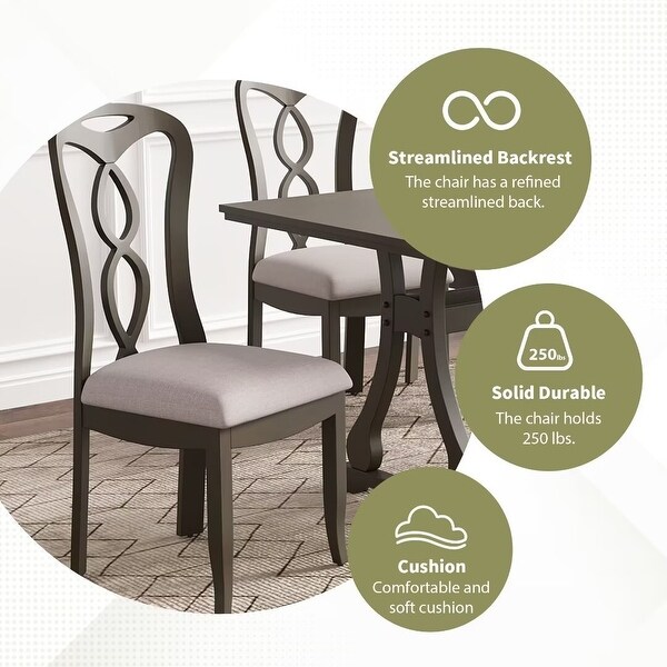 Trestle Dining Table Set with Upholstered Dining Chairs，Smooth Backs