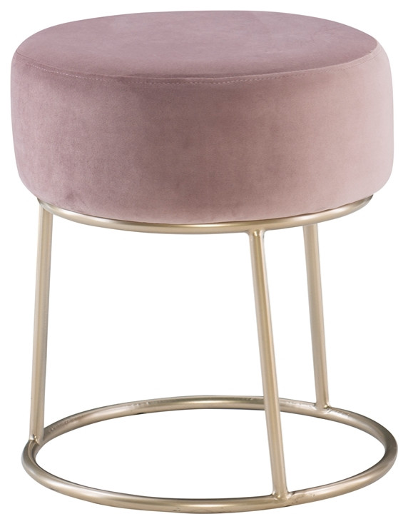 Riverbay Furniture Metal Accent Vanity Stool in Pink   Contemporary   Vanity Stools And Benches   by Homesquare  Houzz