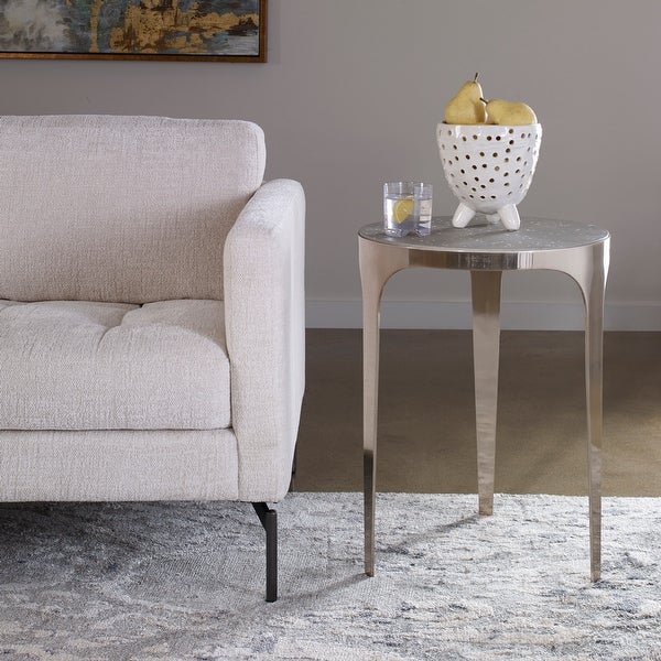 Uttermost Agra Brushed Nickel Modern Side Table