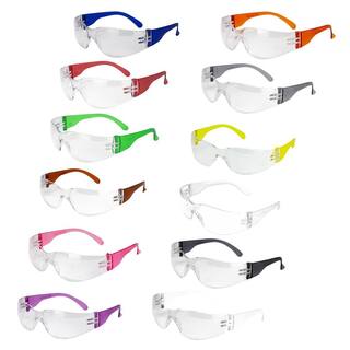 Safe Handler Clear Polycarbonate Resistant Lens Protective Safety Glasses Color Temple Variety Pack (12-Box) CLLCOT-SGA-M