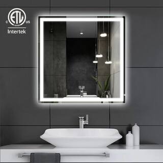 HOMLUX 30 in. W x 30 in. H Rectangular Frameless LED Light with 3-Color and Anti-Fog Wall Mounted Bathroom Vanity Mirror 7D5D00479D