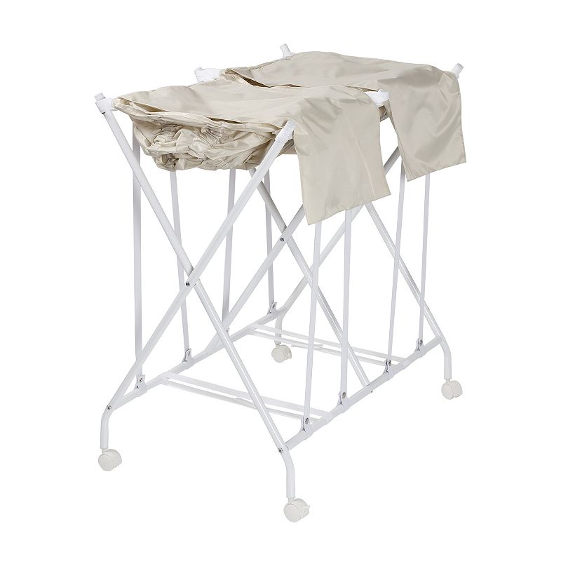 Honey-Can-Do Double Bounce Back Rolling Foldable Laundry Sorter Hamper