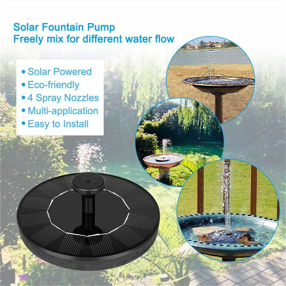 Duomishu Solar Fountain 5 Nozzle Solar Powered Pump 7V 1W Outdoor Solar Panel Kit Floating Water Pump