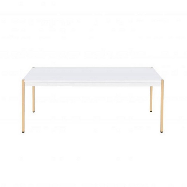 Metal Tube Legs Coffee Table White gold Benzara