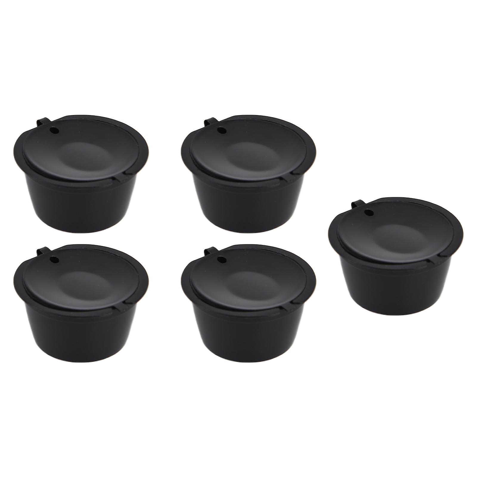 5pcs 50ml Coffee Capsule Reusable Coffee Filter Cup With Spoon For Dolce Gusto Coffee Machineblack
