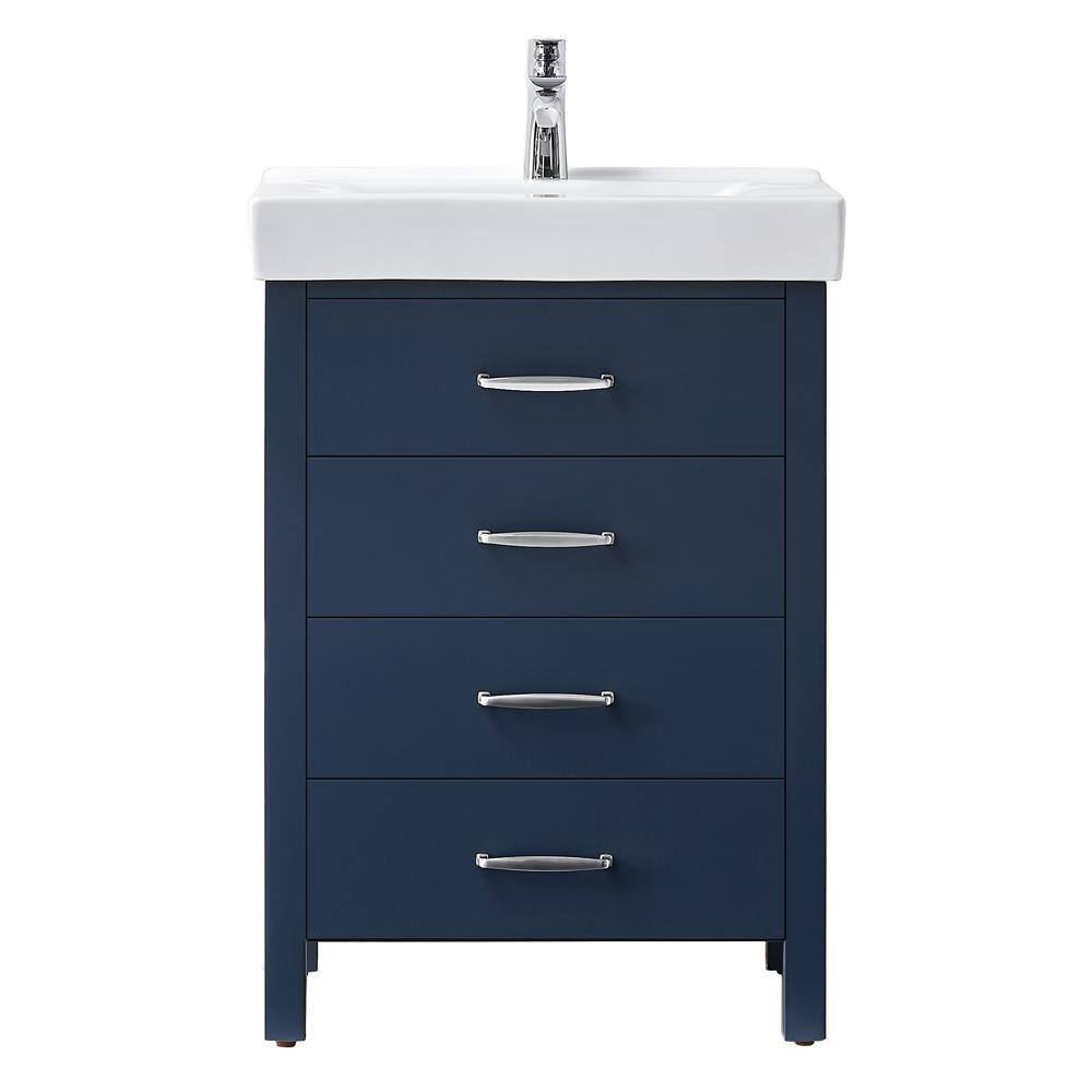 Home Decorators Collection Cedarton 24 in. W x 18 in. D Vanity in Midnight Blue with Ceramic Vanity Top in White with White Sink Cedarton 24MB