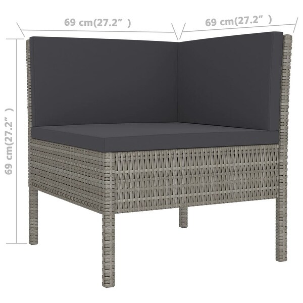 12 Piece Patio Lounge Set with Cushions Poly Rattan Gray