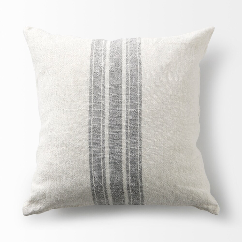 Patrice Cream w/ Gray Stripes Decorative Pillow Cover