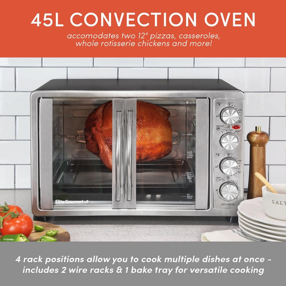 Maximatic Elite Platinum Double Door Oven with Rotisserie and Convection Silver ETO4510B