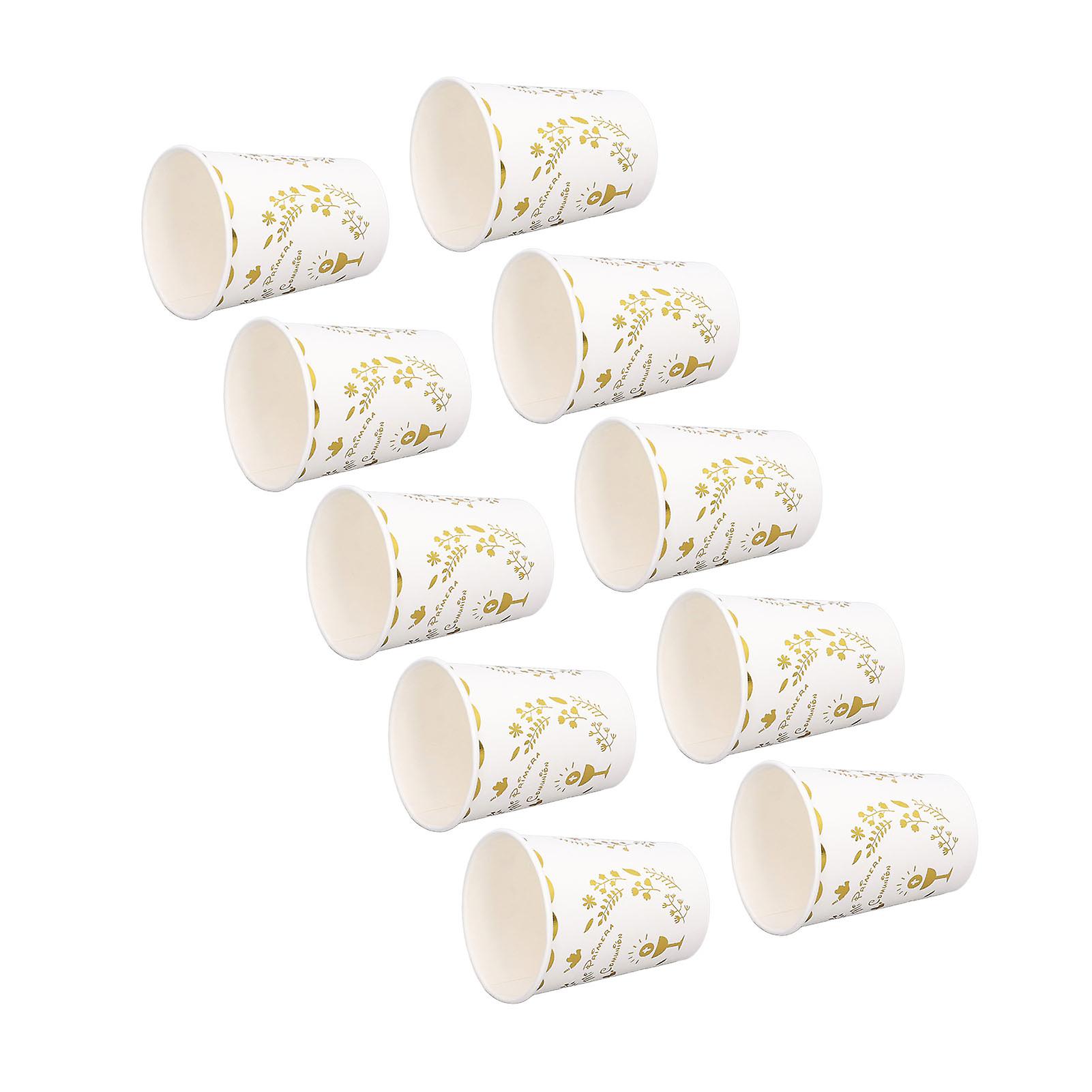 10pcs Paper Cups 250ml Spanish Holy Communion Pattern Thick Wall Attractive Appearance Design Disposable Cups