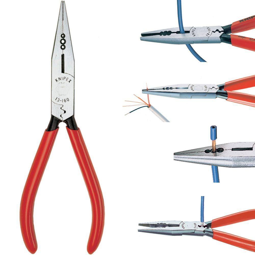 KNIPEX Heavy Duty Forged Steel 4-in-1 Electrician Pliers with 10 12 and 14 AWG and 60 HRC Cutting Edge 13 01 614 SBA