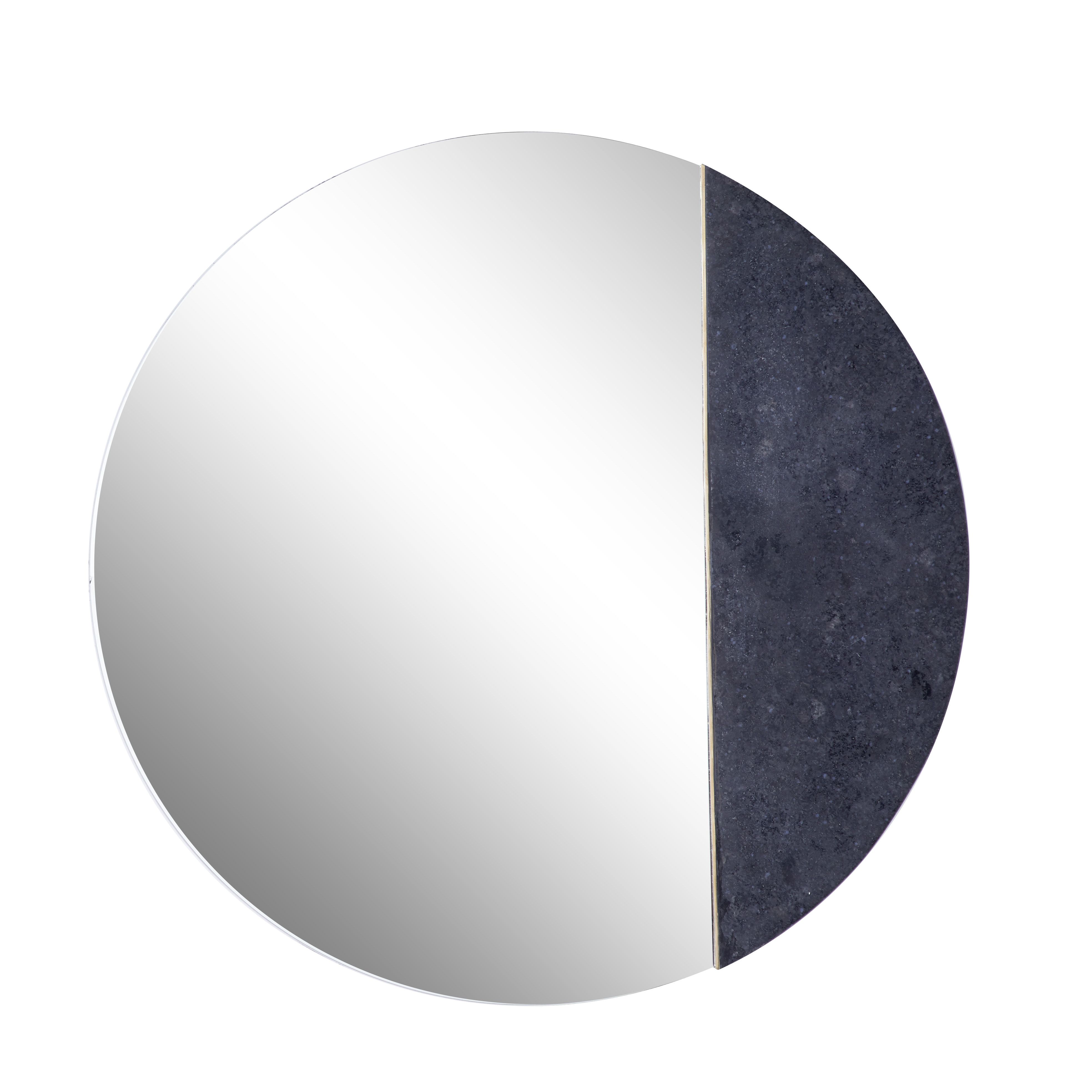 Black Contemporary Marble Wall Mirror 28 x 28