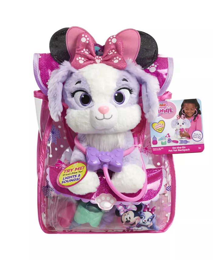 Minnie Mouse Disney Junior On-The-Go Pet Vet Backpack Set  Dress Up and Pretend Play Doctor Kit