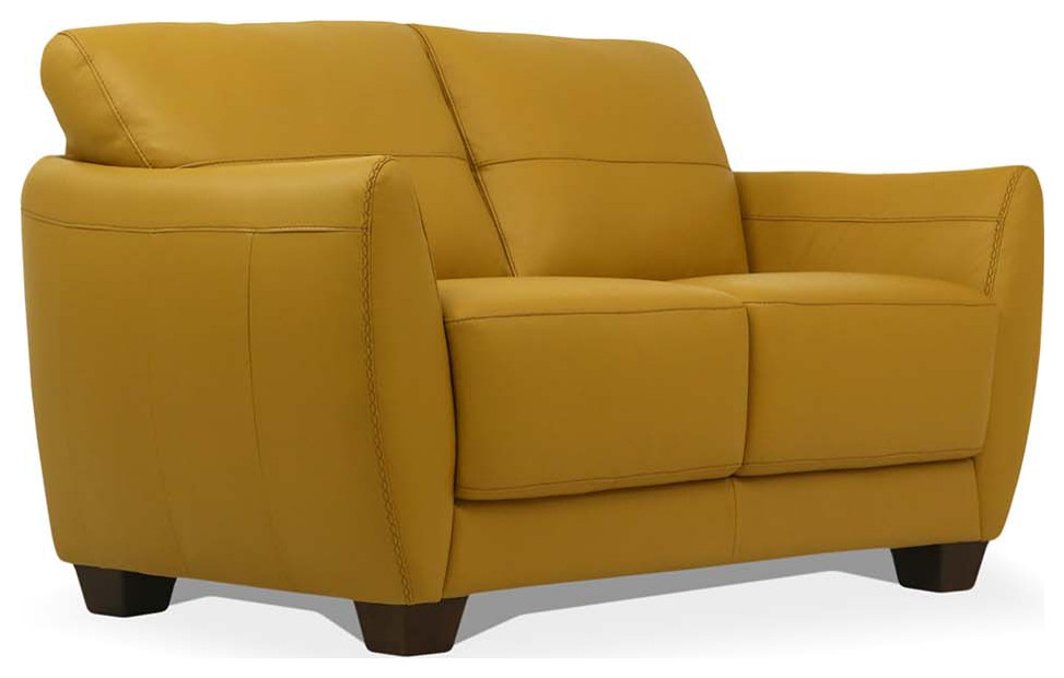 Acme Valeria Loveseat Mustard Leather   Contemporary   Loveseats   by AMOC  Houzz