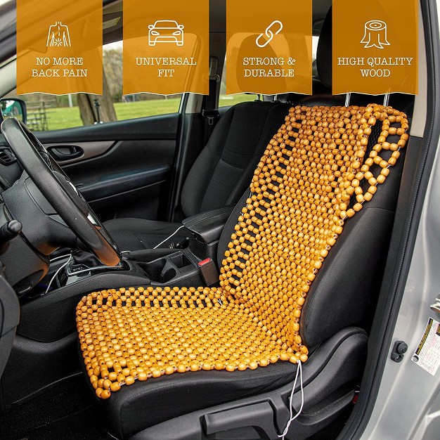 Zone Tech Royal Natural Wood Bead Seat Cover Full Car Massage Cool Premium Comfort Cushion Reduces Fatigue The Car Truck Or Your Office Chair