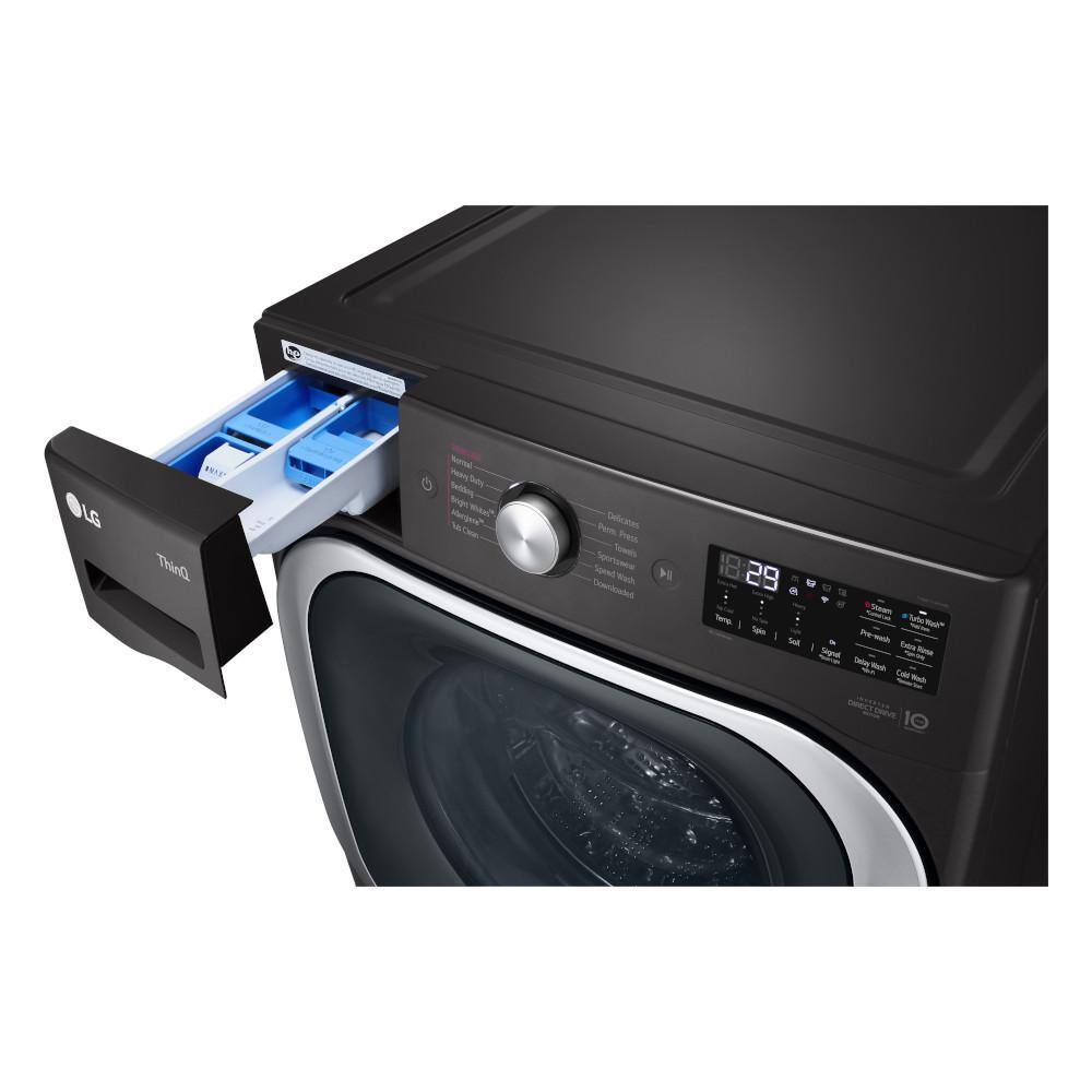 LG 5.2 cu. Ft  Stackable SMART Front Load Washer in Black Steel with Steam  Turbowash Technology WM8900HBA