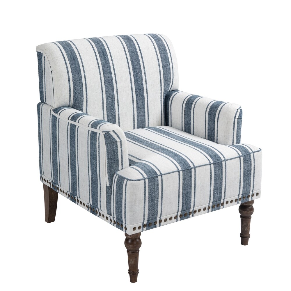 Upholstered Stripe Accent Chair Modern Armchair