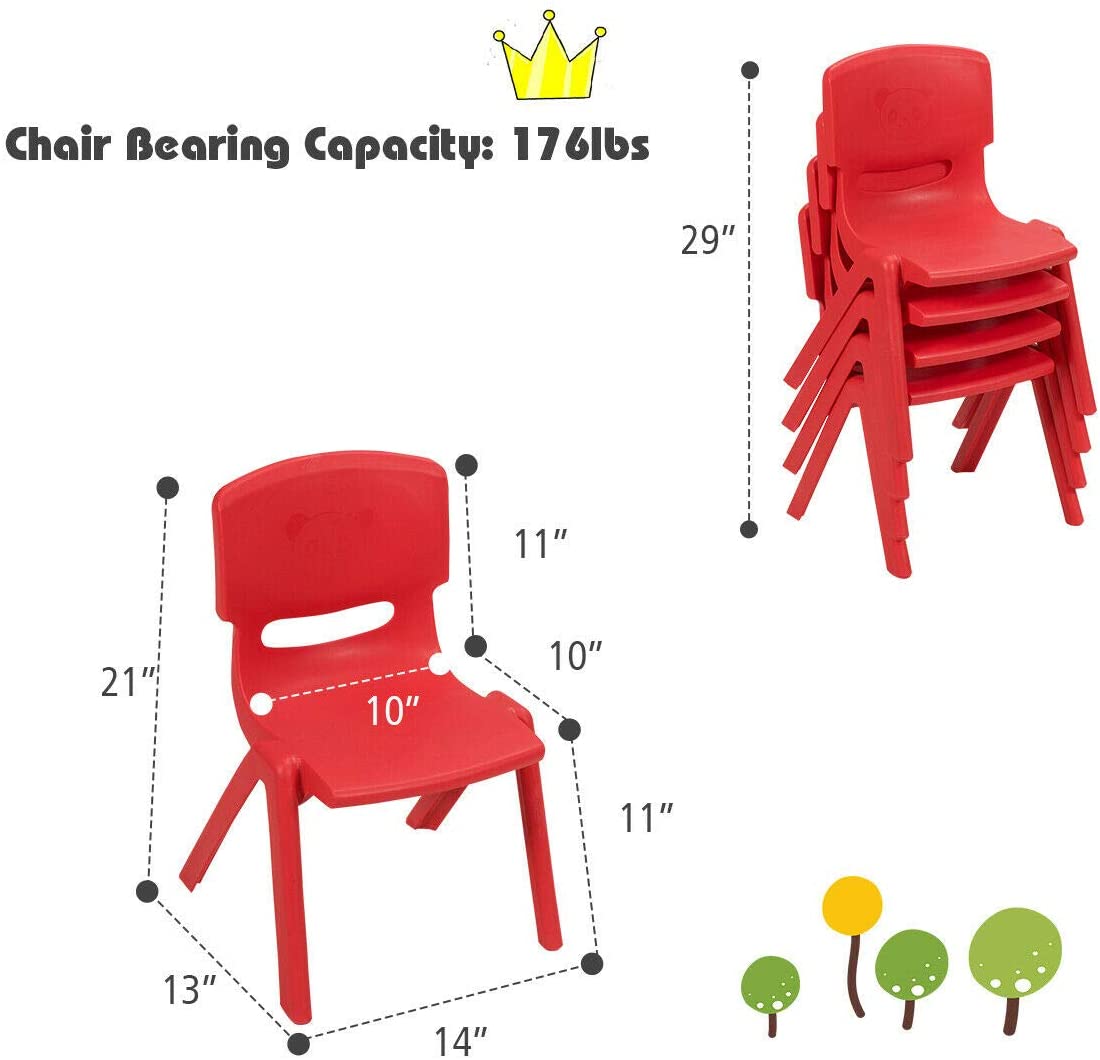 Plastic Stackable School Chairs, 4 Pack Stackable Chairs