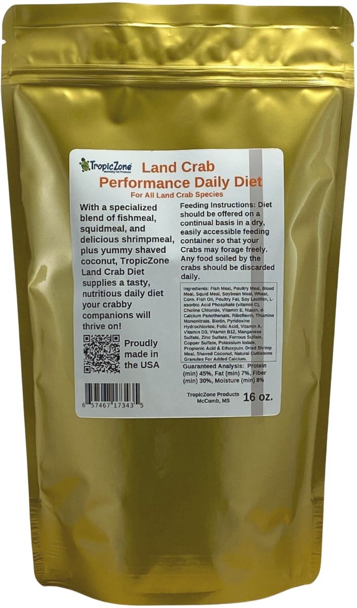 TropicZone Land Crab Performance Daily Diet Crab Food