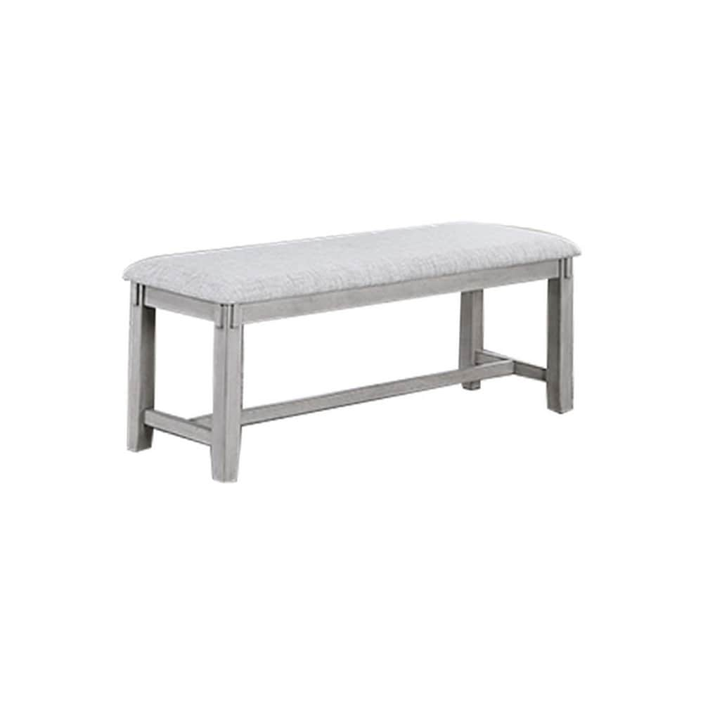 Peter 50 Inch Dining Bench  Fabric Upholstery  Cushioned  Driftwood Gray