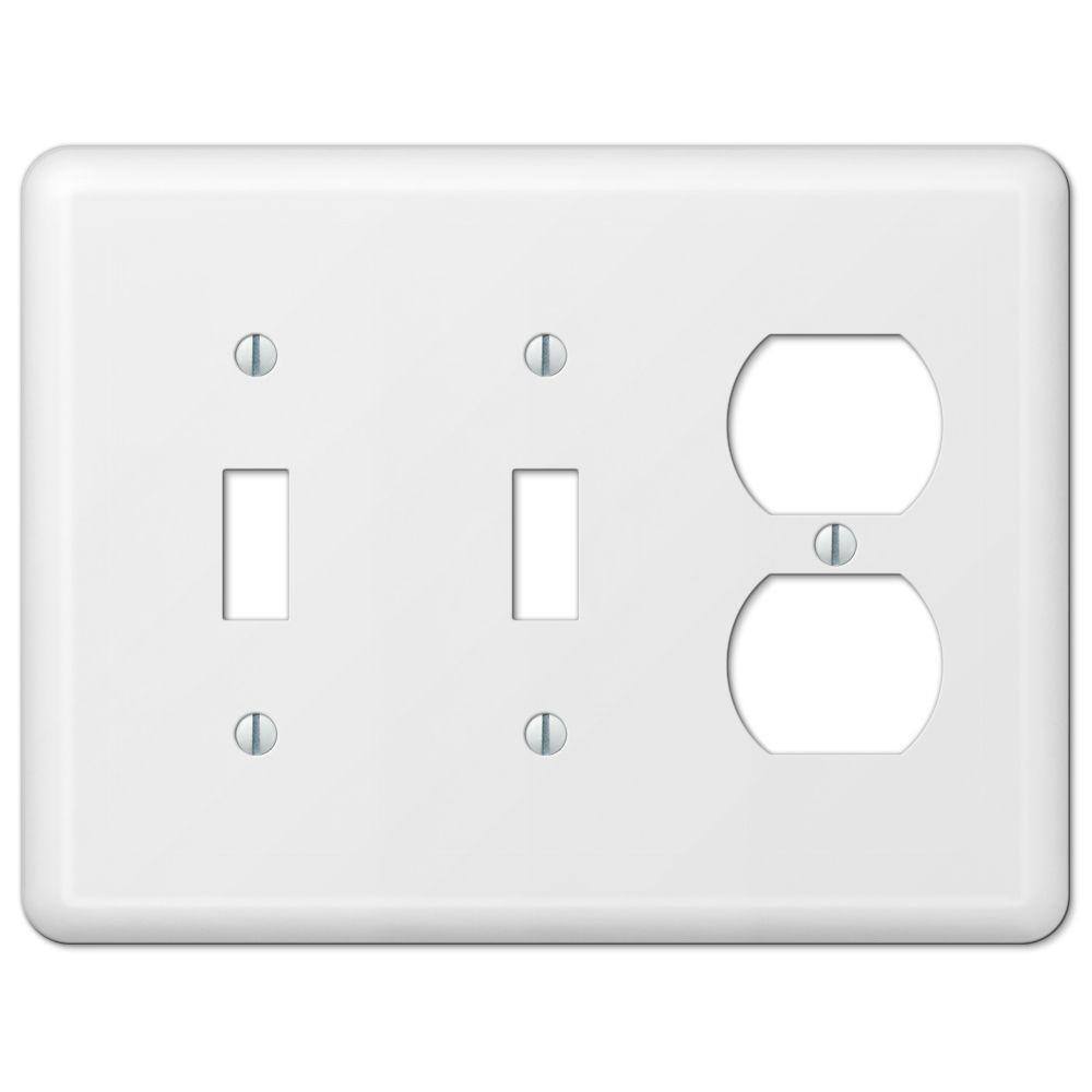 AMERELLE Declan 3 Gang 2-Toggle and 1-Duplex Steel Wall Plate - White 935TTDW