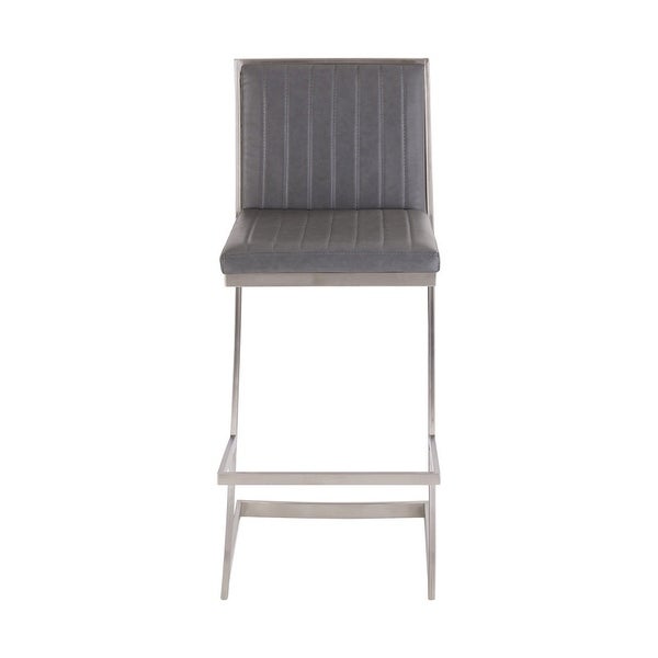 Eno 26 Inch Modern Barstool， Channel Stiched Square Back， Z Legs， Black - 39 H x 24 W x 18 L Inches