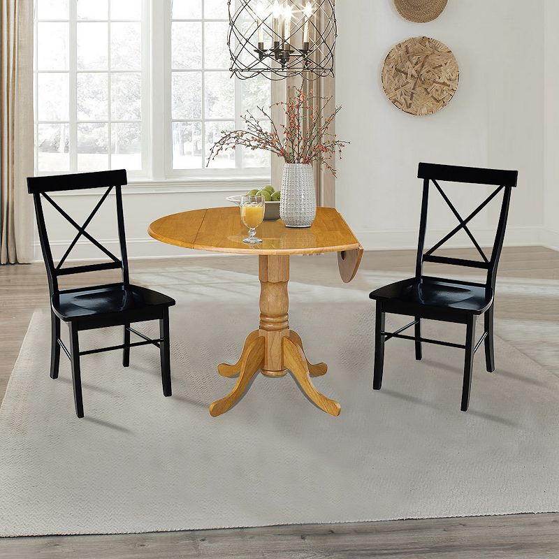 International Concepts Dual Drop Leaf Dining Table and Dining Chair 3-piece Set