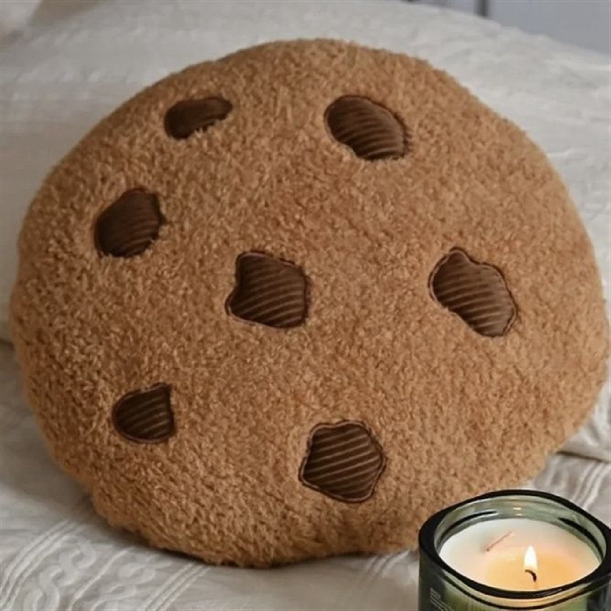 Funny Cookie Pillow Round Throw Pillow Chocolate Chip Soft Food Pillow Cute Plushie for Sofa Floor Room Decor